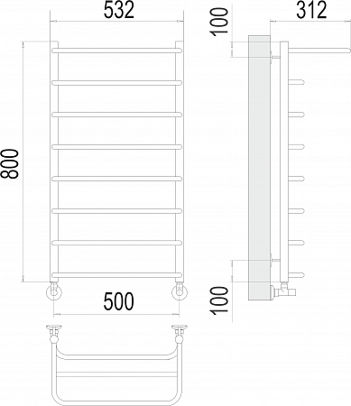 Полка П8 500х800  Полотенцесушитель  TERMINUS Выборг - фото 3