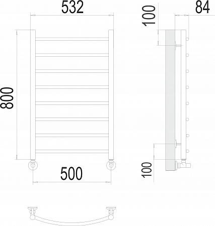 Классик П8 500х800 Полотенцесушитель  TERMINUS Выборг - фото 3