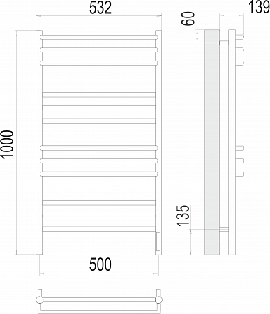 Прато П12 500х1000 электро (sensor quick touch) Полотенцесушитель  TERMINUS Выборг - фото 3