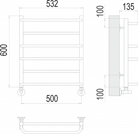 Евромикс П6 500х600 Полотенцесушитель  TERMINUS Выборг - фото 3
