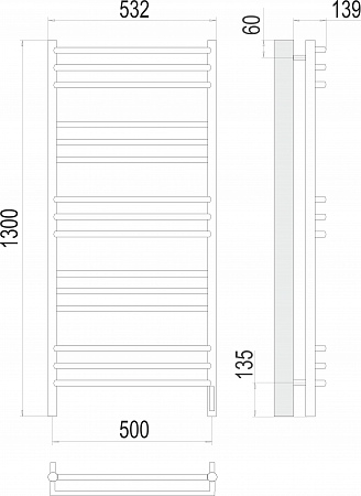 Прато П15 500х1300 электро (sensor quick touch) Полотенцесушитель  TERMINUS Выборг - фото 3