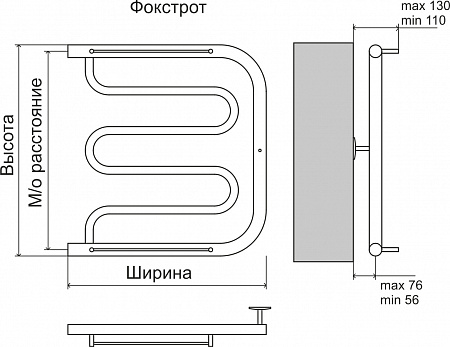 Фокстрот AISI 32х2 600х600 Полотенцесушитель  TERMINUS Выборг - фото 3