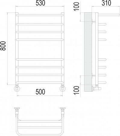 Арктур П8 500х800 Полотенцесушитель  TERMINUS Выборг - фото 3