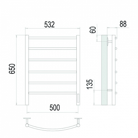 Классик П6 500х650 Электро (quick touch) Полотенцесушитель TERMINUS Сатин Выборг - фото 4 Классик П6 500х650 Электро (quick touch) Полотенцесушитель TERMINUS Сатин Выборг - фото 4