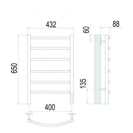 Классик П6 400х650 Электро (quick touch) Полотенцесушитель TERMINUS Сатин Выборг - фото 4 Классик П6 400х650 Электро (quick touch) Полотенцесушитель TERMINUS Сатин Выборг - фото 4